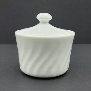 Corning White Swirl Sugar Bowl with Knob Lid Corelle White Stoneware Sugar Bowl